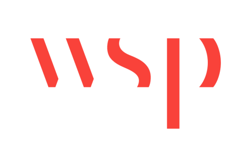 WSP logo represented by an abstract red geometric wordmark on a white background.