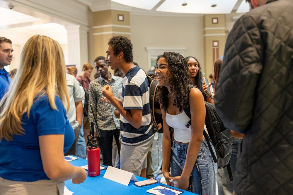 Students at career event